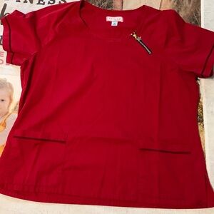 Red scrub top